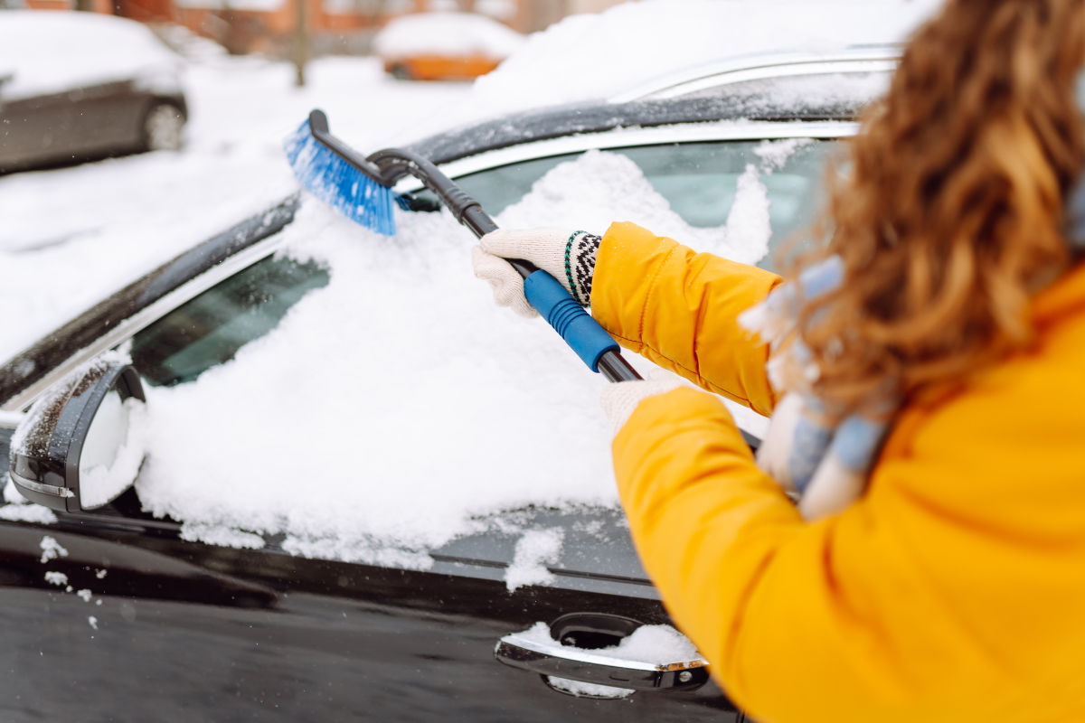 car snow brush and ice scraper