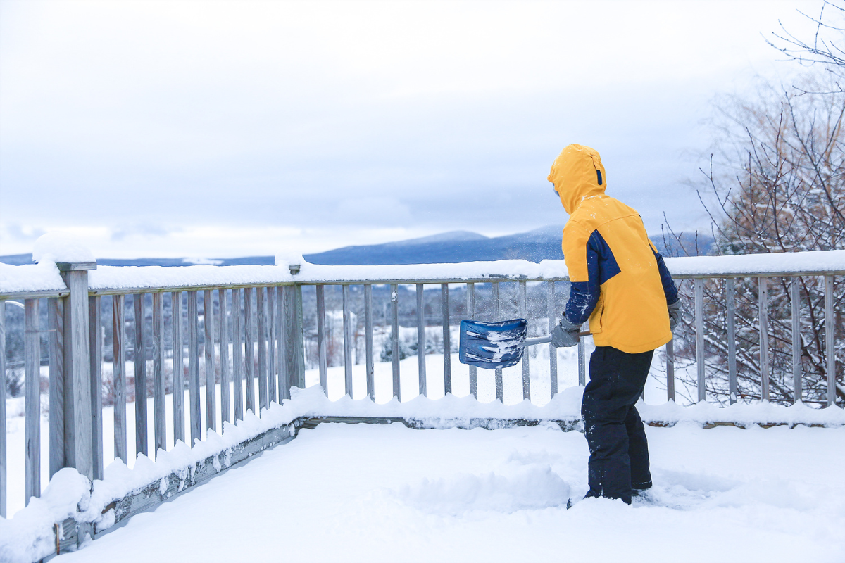 clearing snow from porch